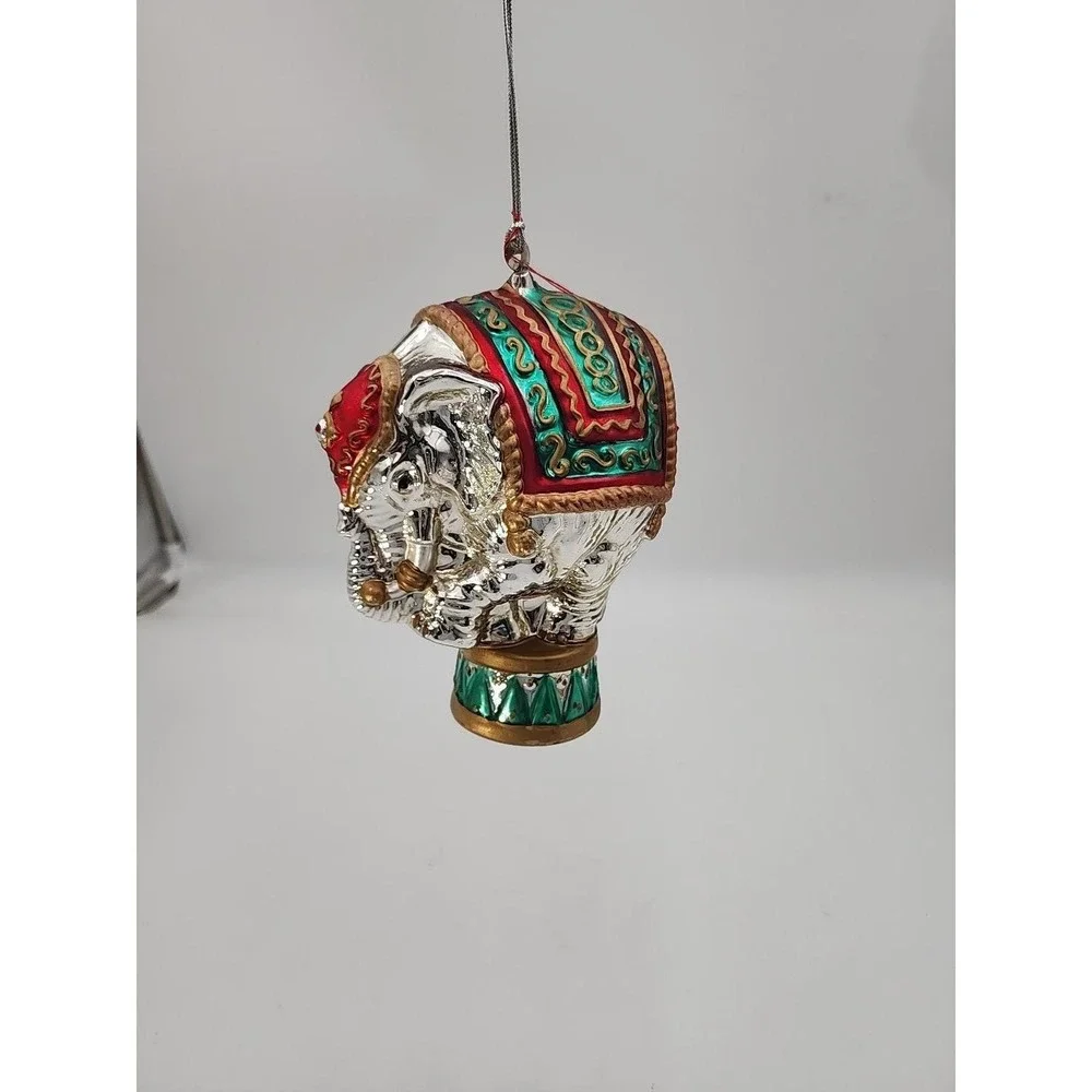 Vintage Department 56 Circus Elephant Mercury Glass Christmas Ornament